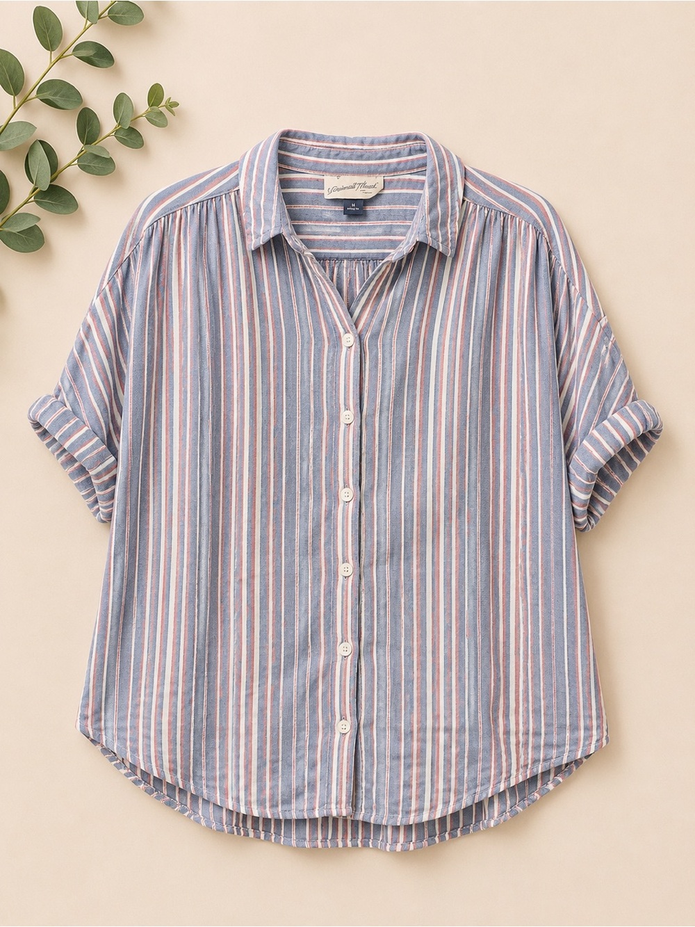 Universal Thread Blue and Pink Striped Button-Down Shirt